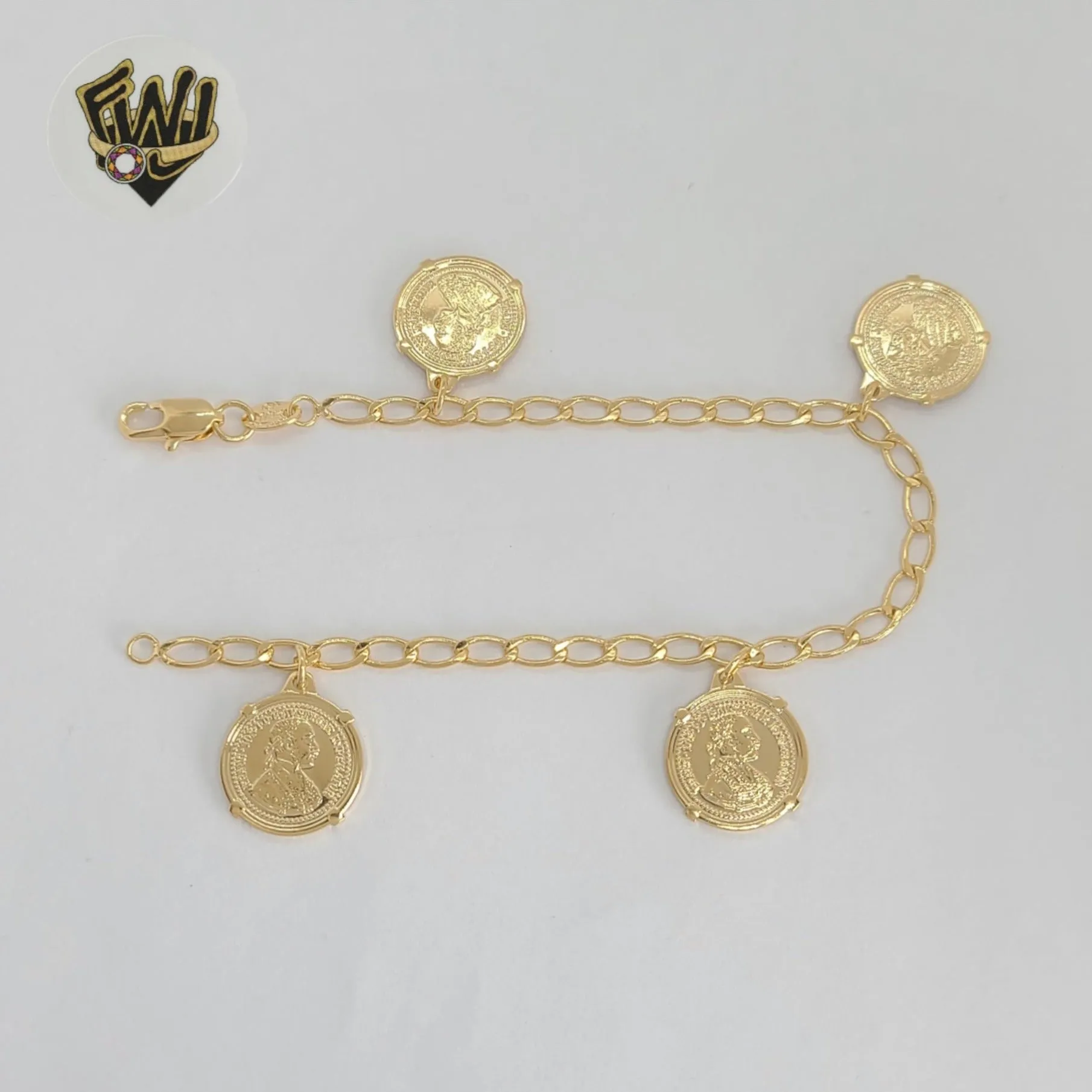 (1-0893) Gold Laminate - 4mm Open Link Medals Bracelets - BGF