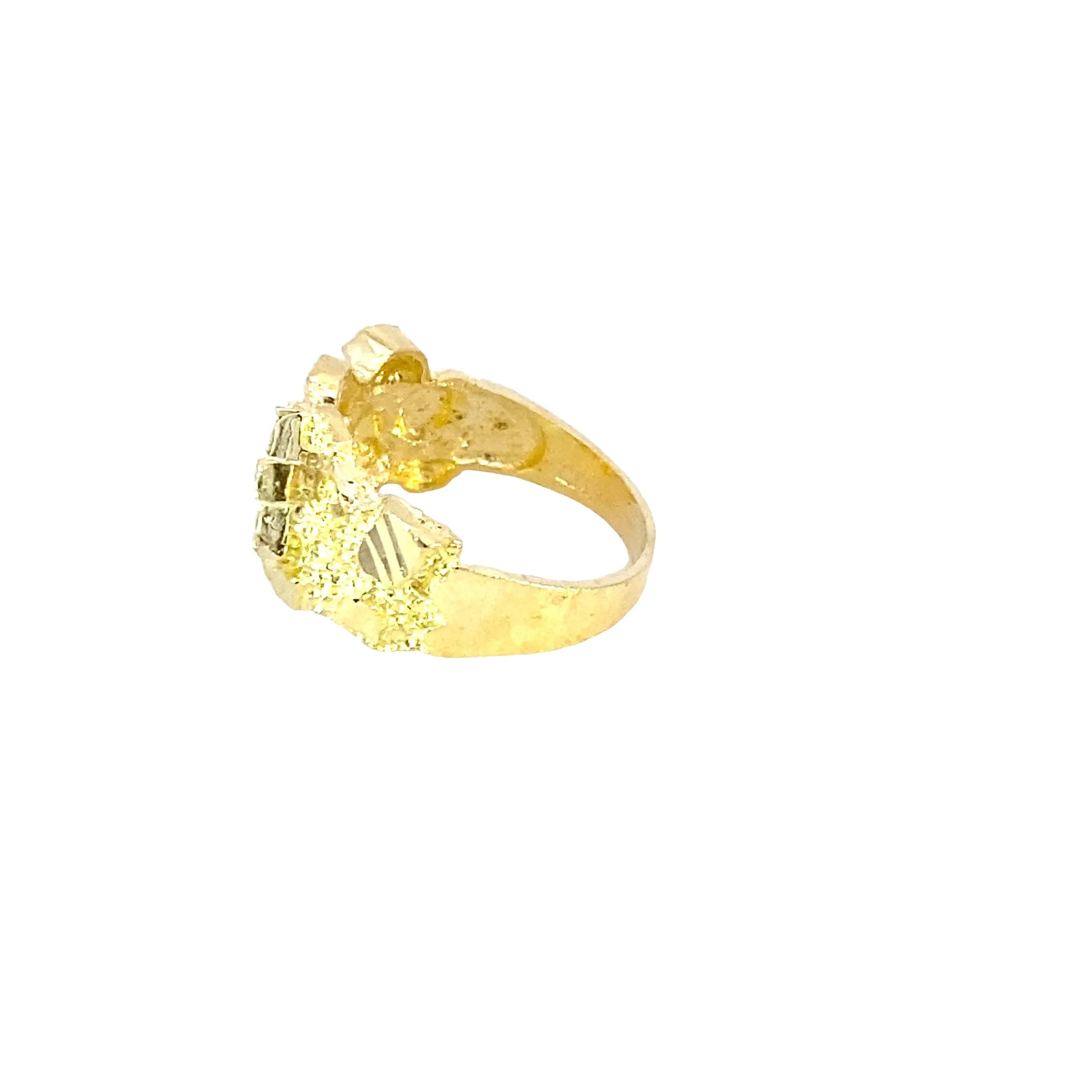 10K Gold Cross Nugget Ring 5.2 Grams