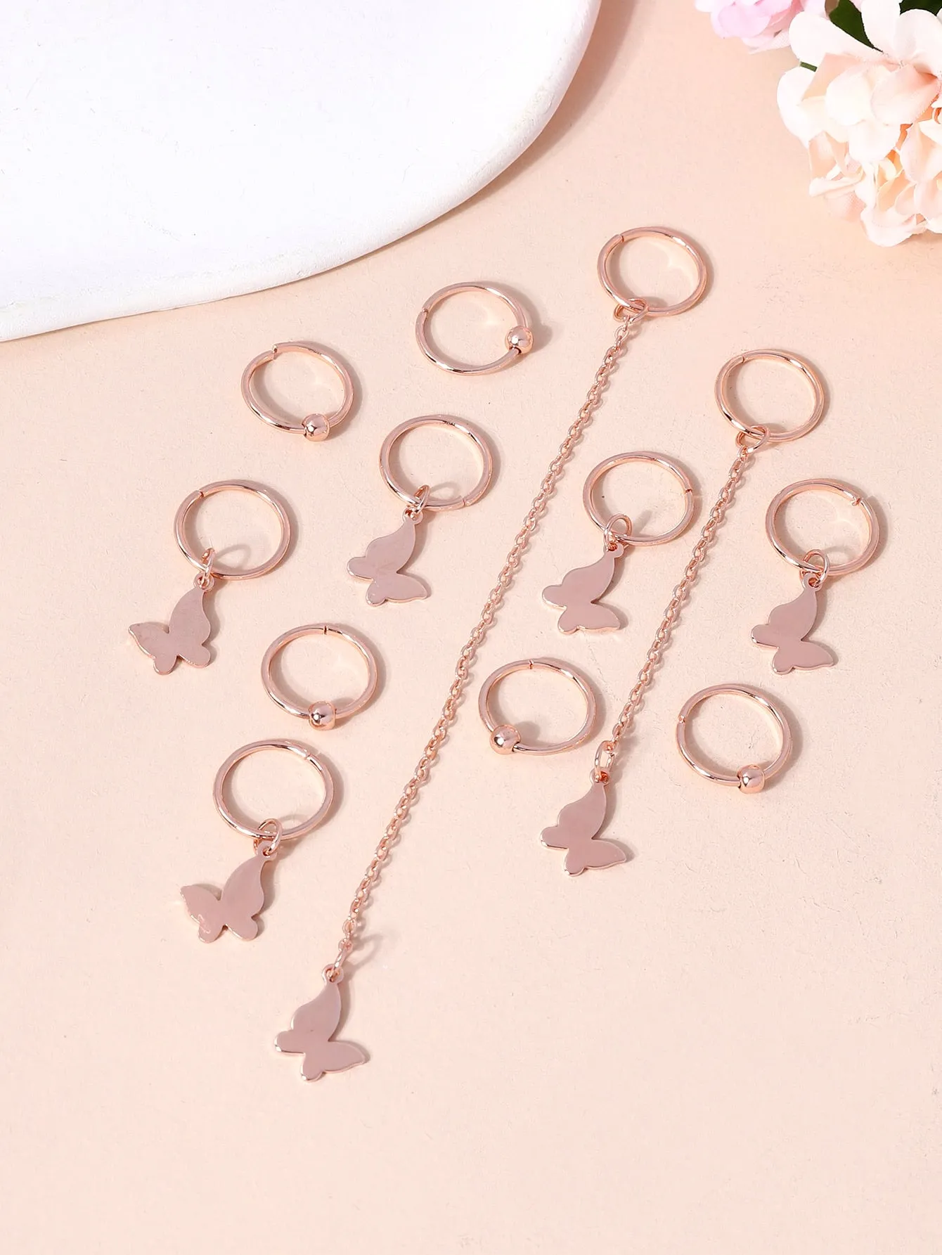 12pcs Butterfly Decor Hair Ring