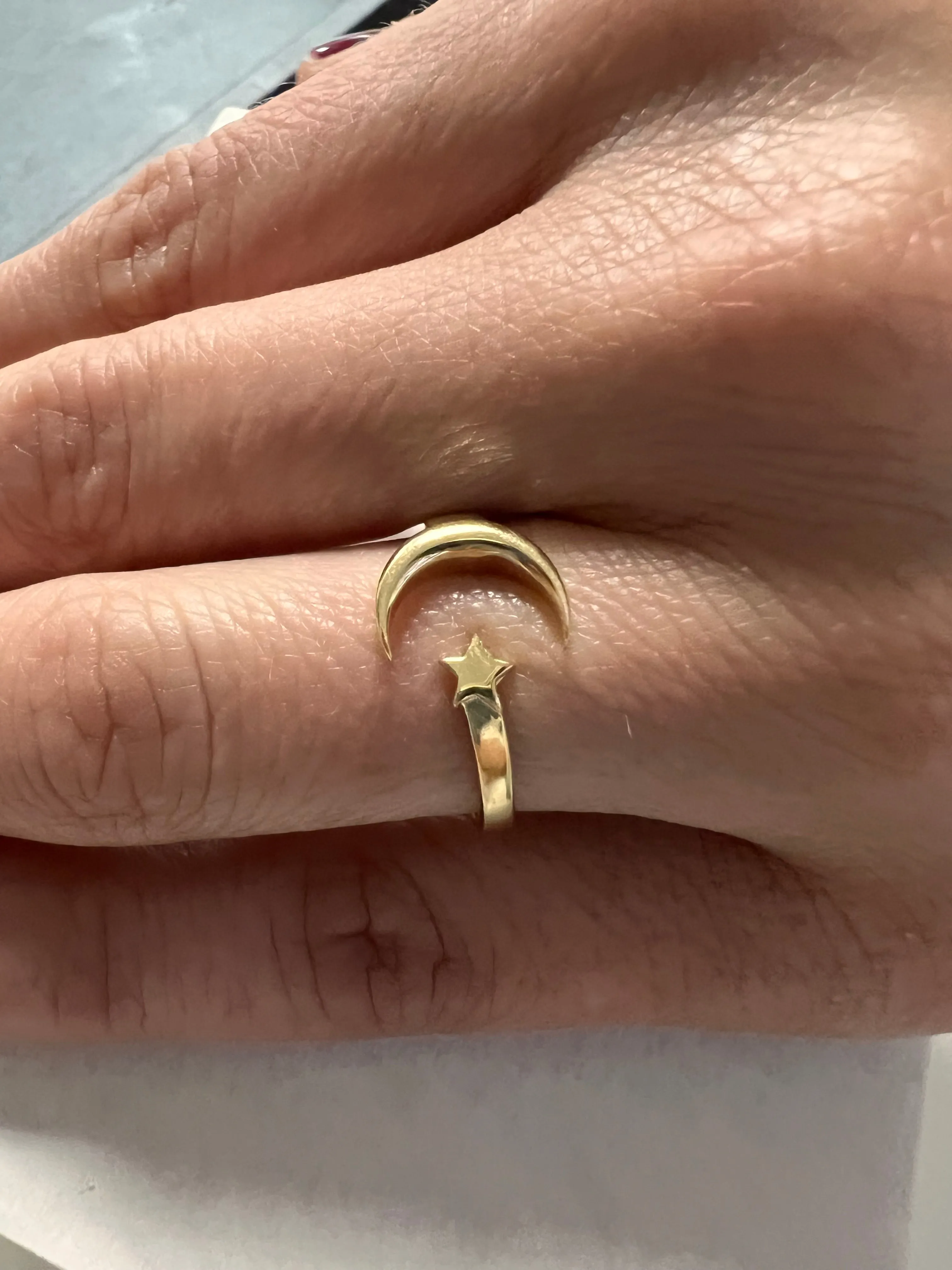 14K Yellow gold Moon and star ring-227072