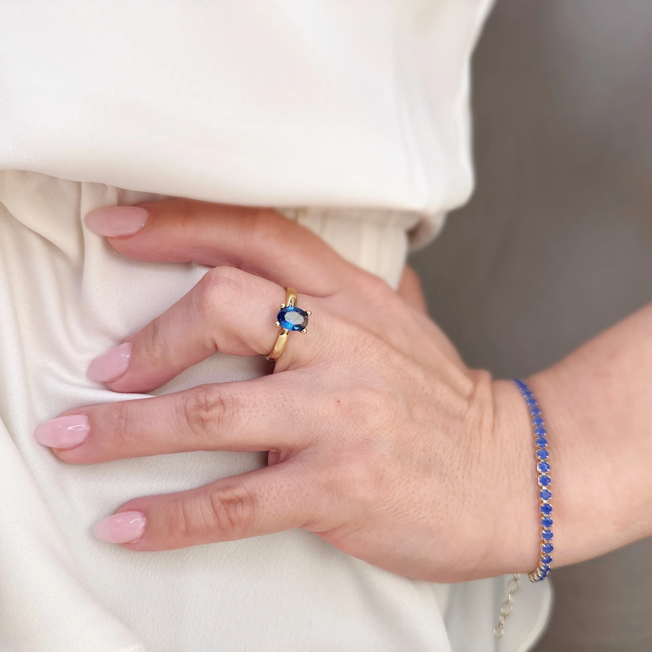 18k Gold Filled Royal Blue Solitaire Ring