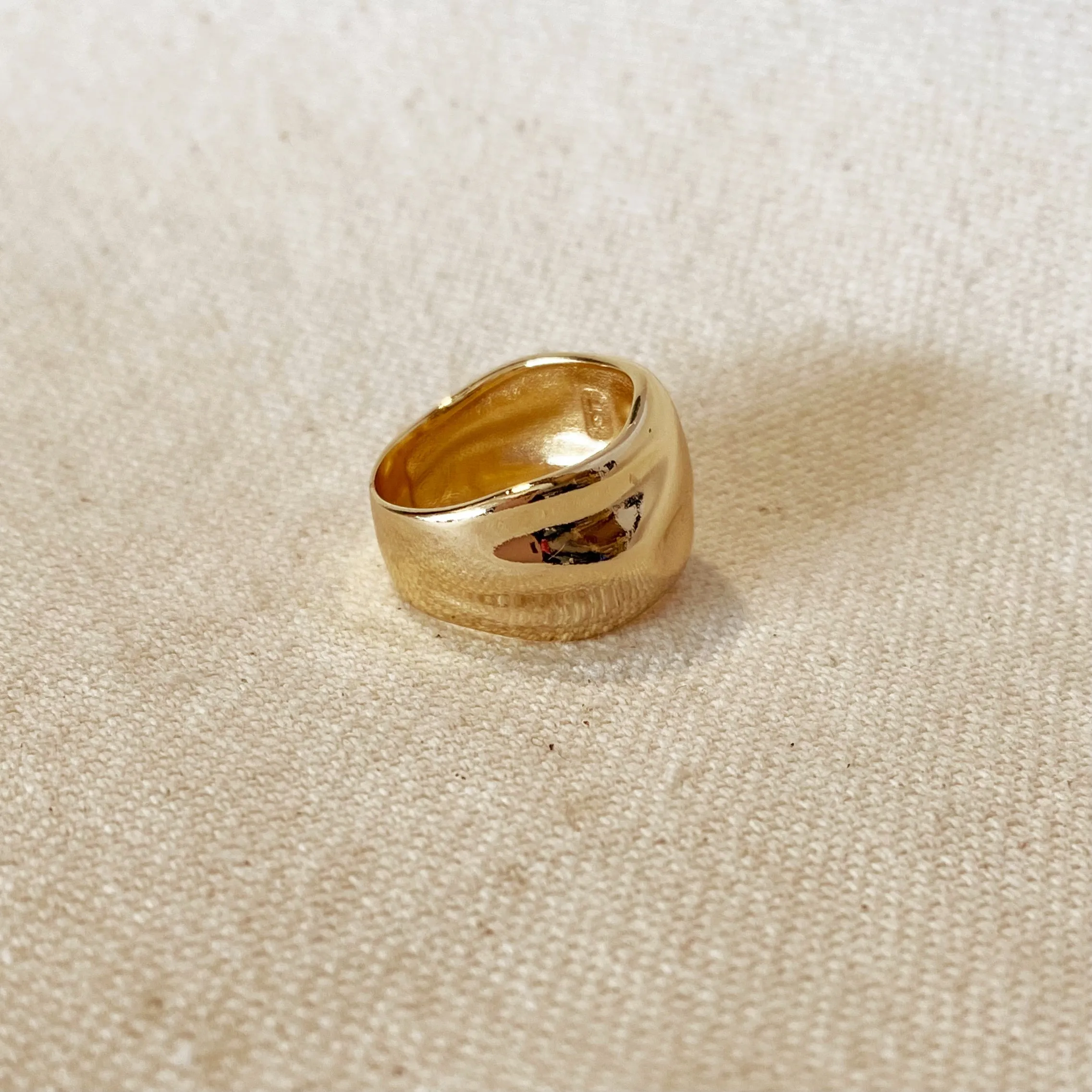 18k Gold Filled Wavy Wide Band Ring