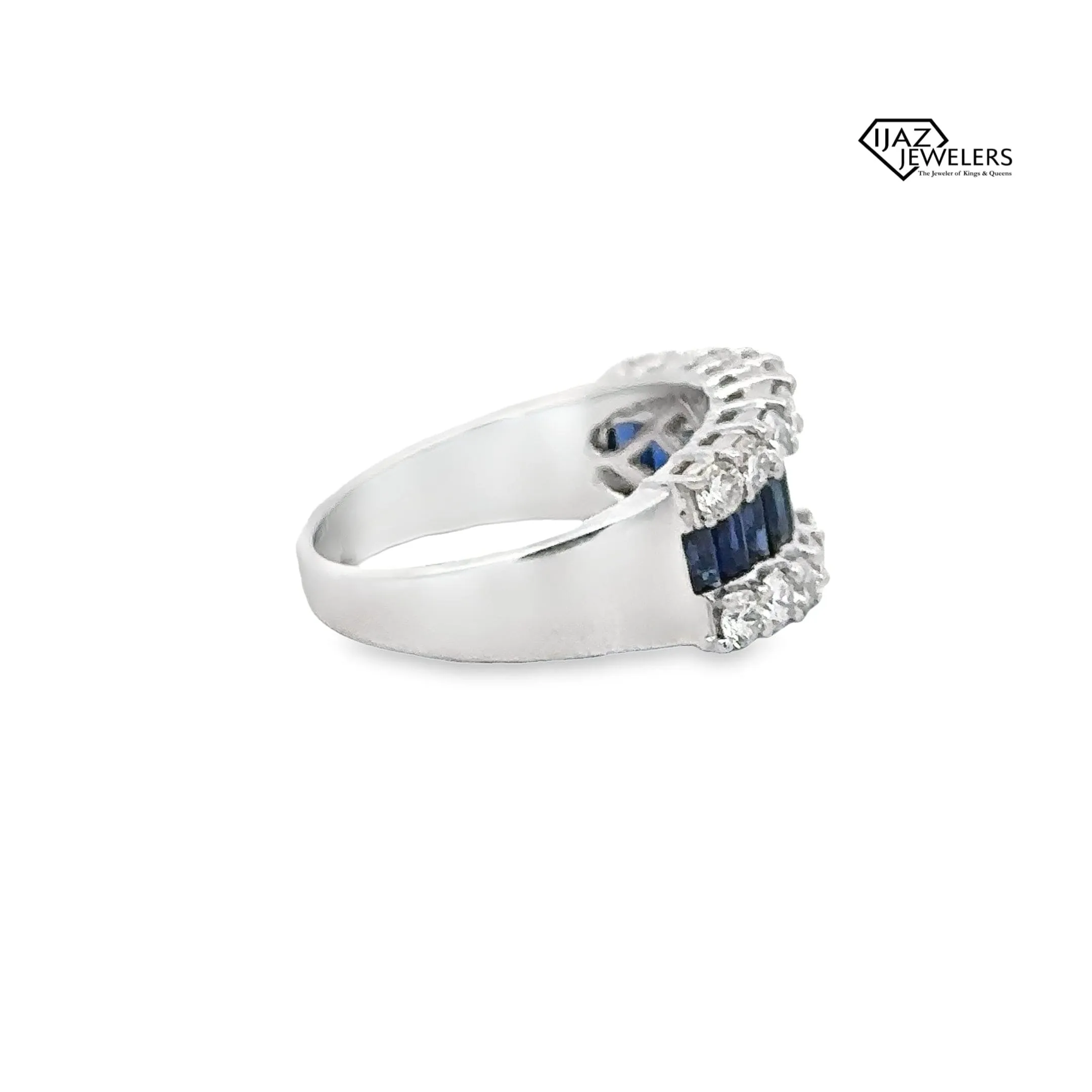 18K White Gold Diamond And Sapphire Ring