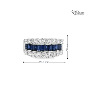 18K White Gold Diamond And Sapphire Ring