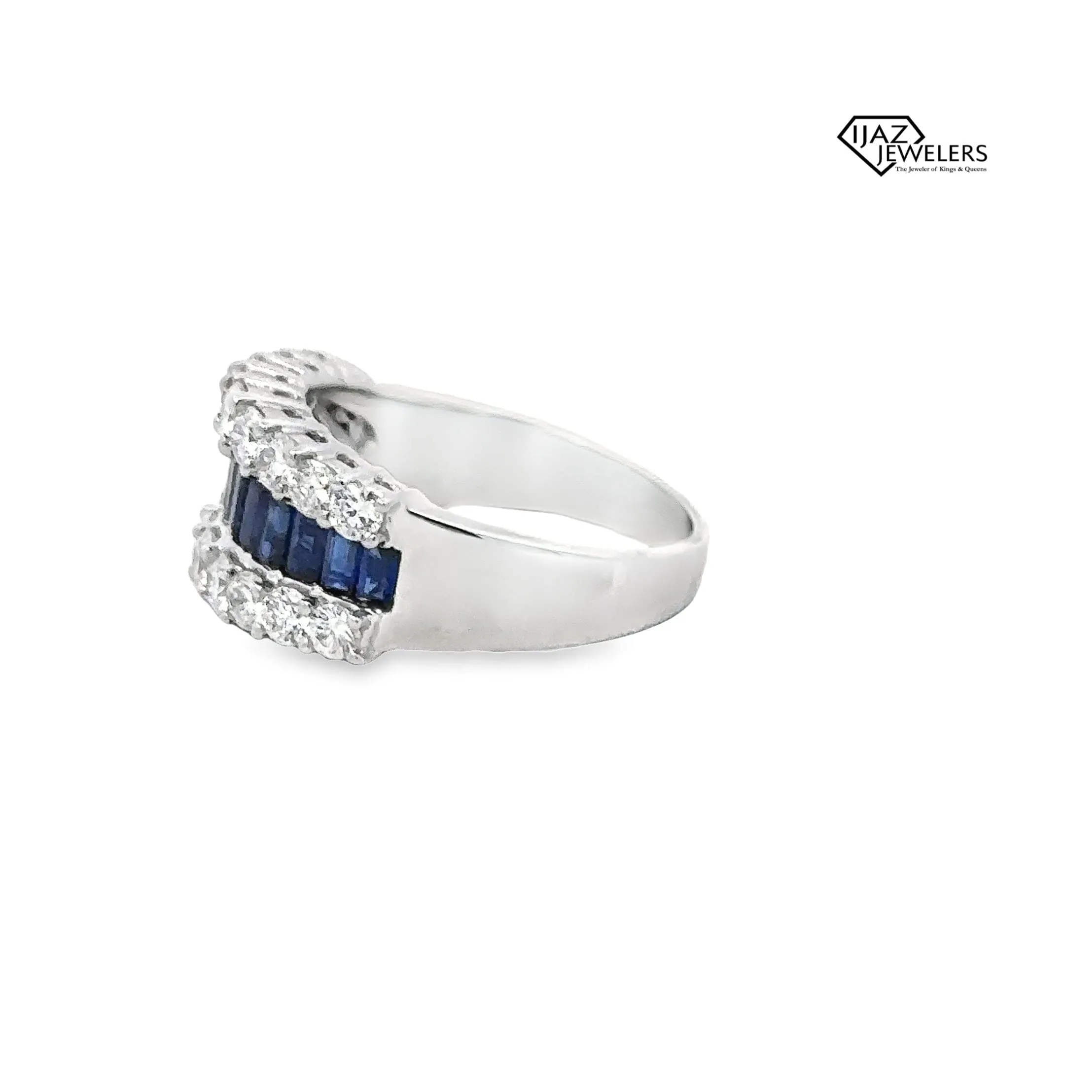 18K White Gold Diamond And Sapphire Ring