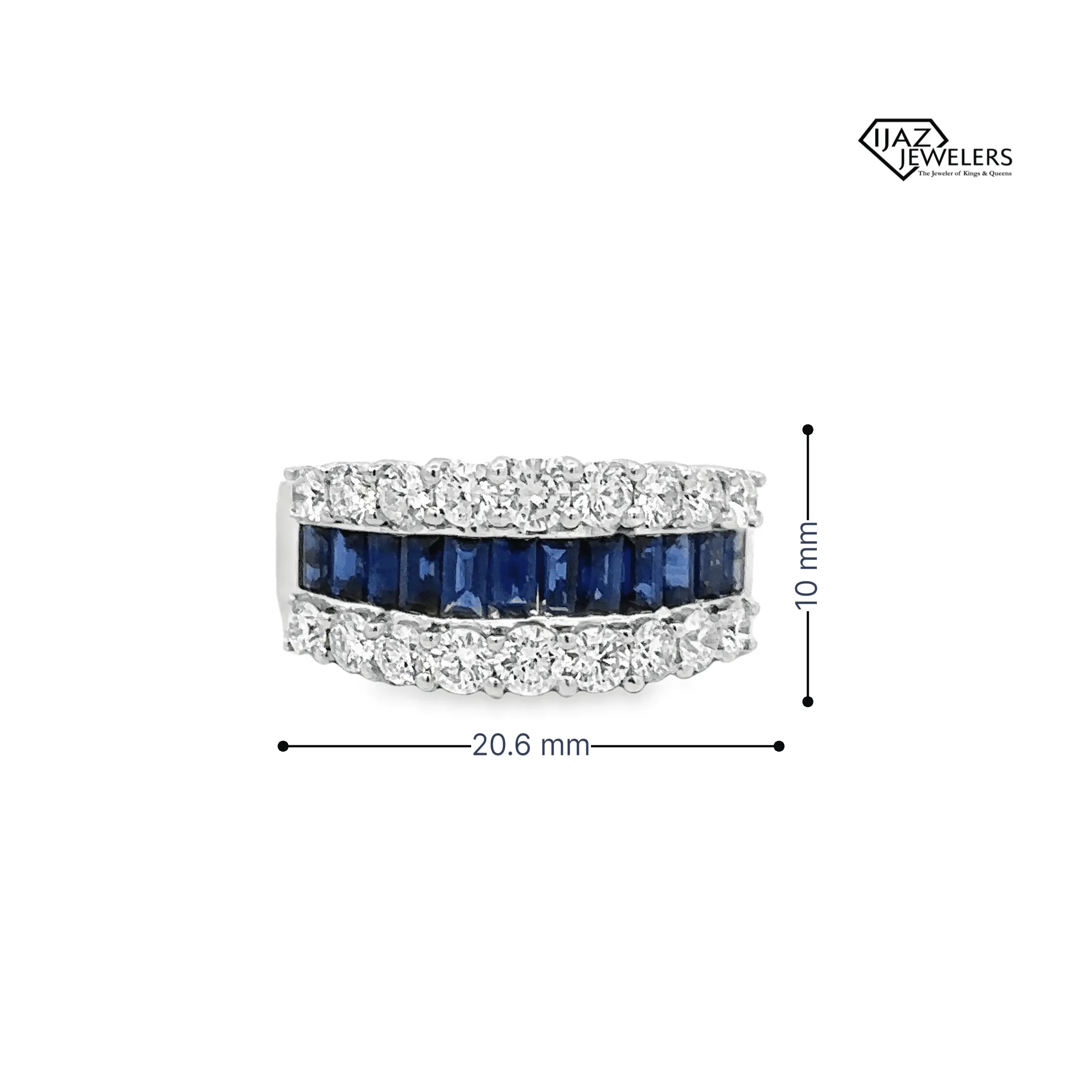 18K White Gold Diamond And Sapphire Ring