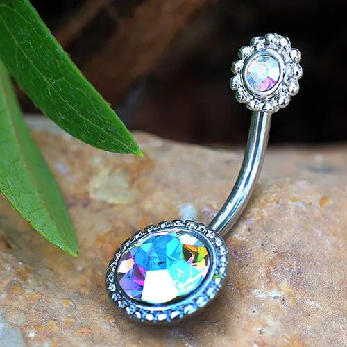 316L Stainless Steel Fancy Aurora Borealis Navel Ring