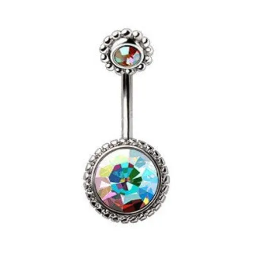 316L Stainless Steel Fancy Aurora Borealis Navel Ring