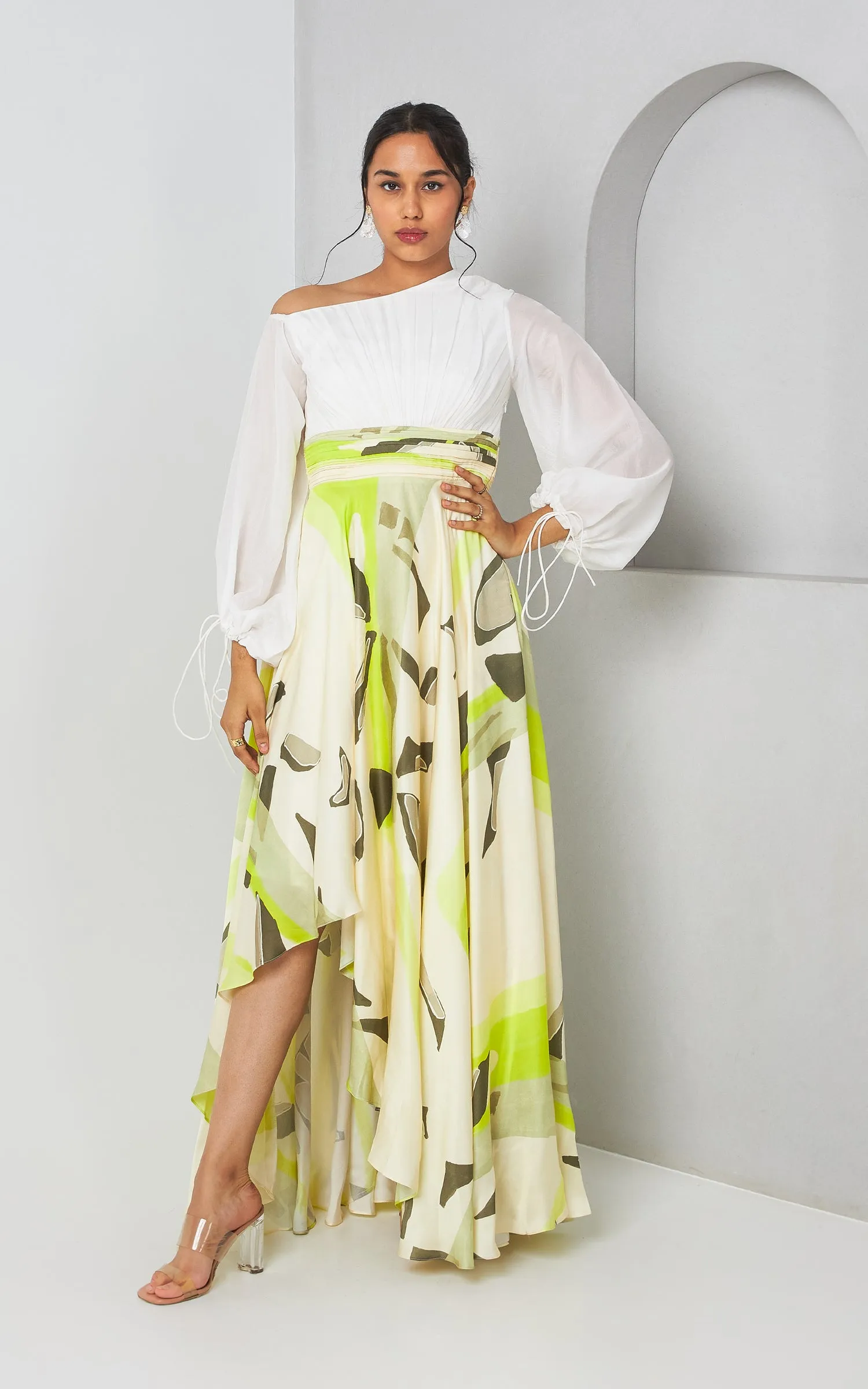 Abstract Printed Drop Shoulder Dress