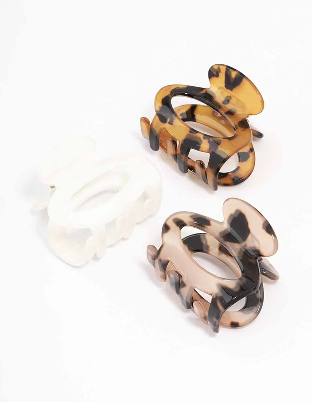 Acrylic Mini Oval Hair Claw Clip 3-Pack