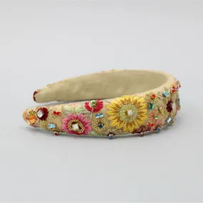 Adorable Beige Embroidered Hair Band