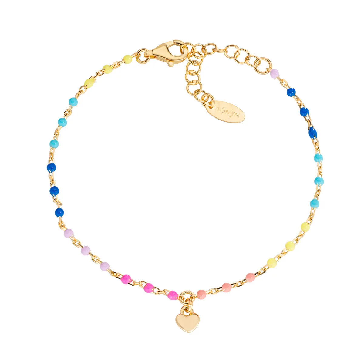 Amen 18k/925 Vermeil Enamel Heart Bracelets