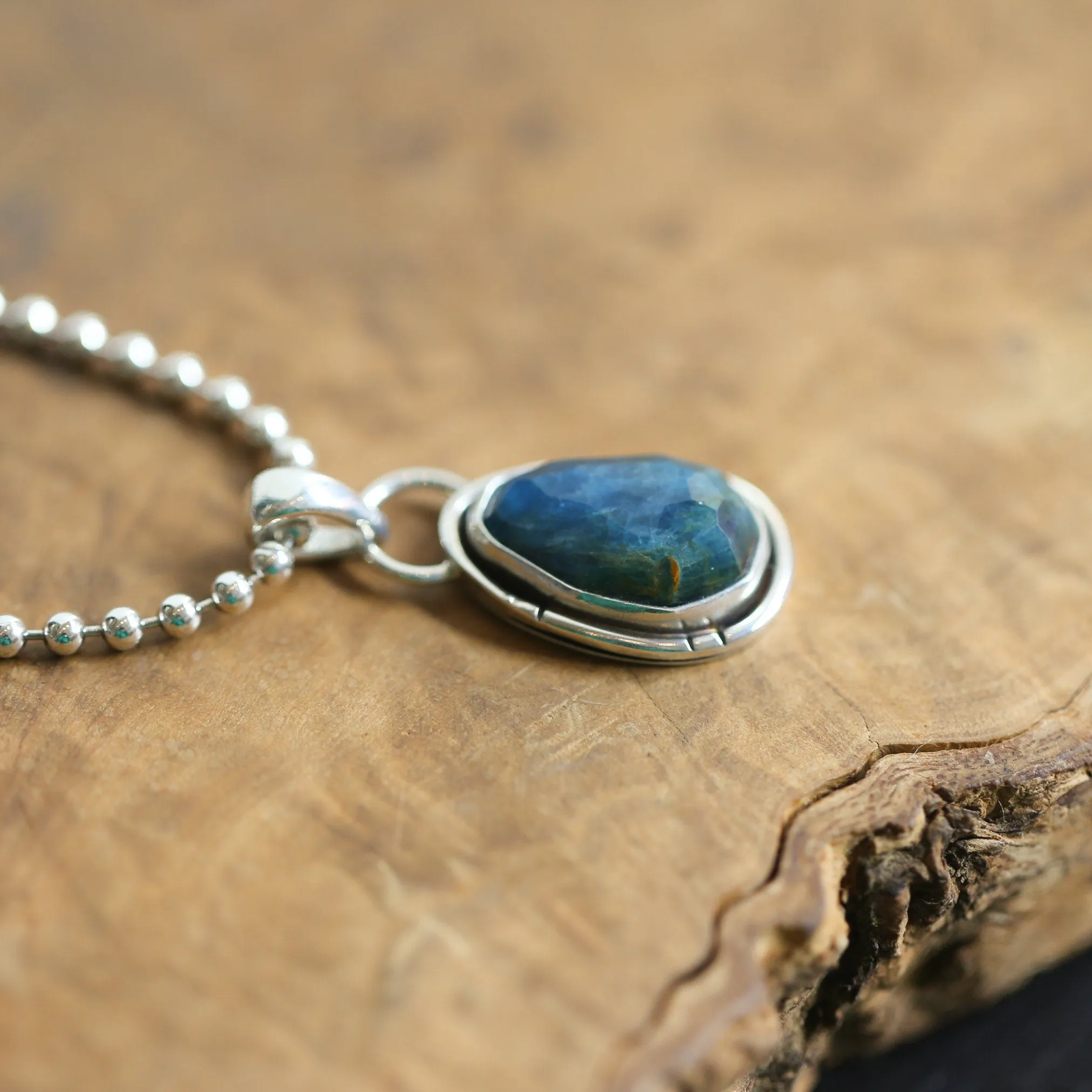 Apatite Heartland Pendant - .925 Sterling Silver - Apatite Necklace - Silversmith Pendant