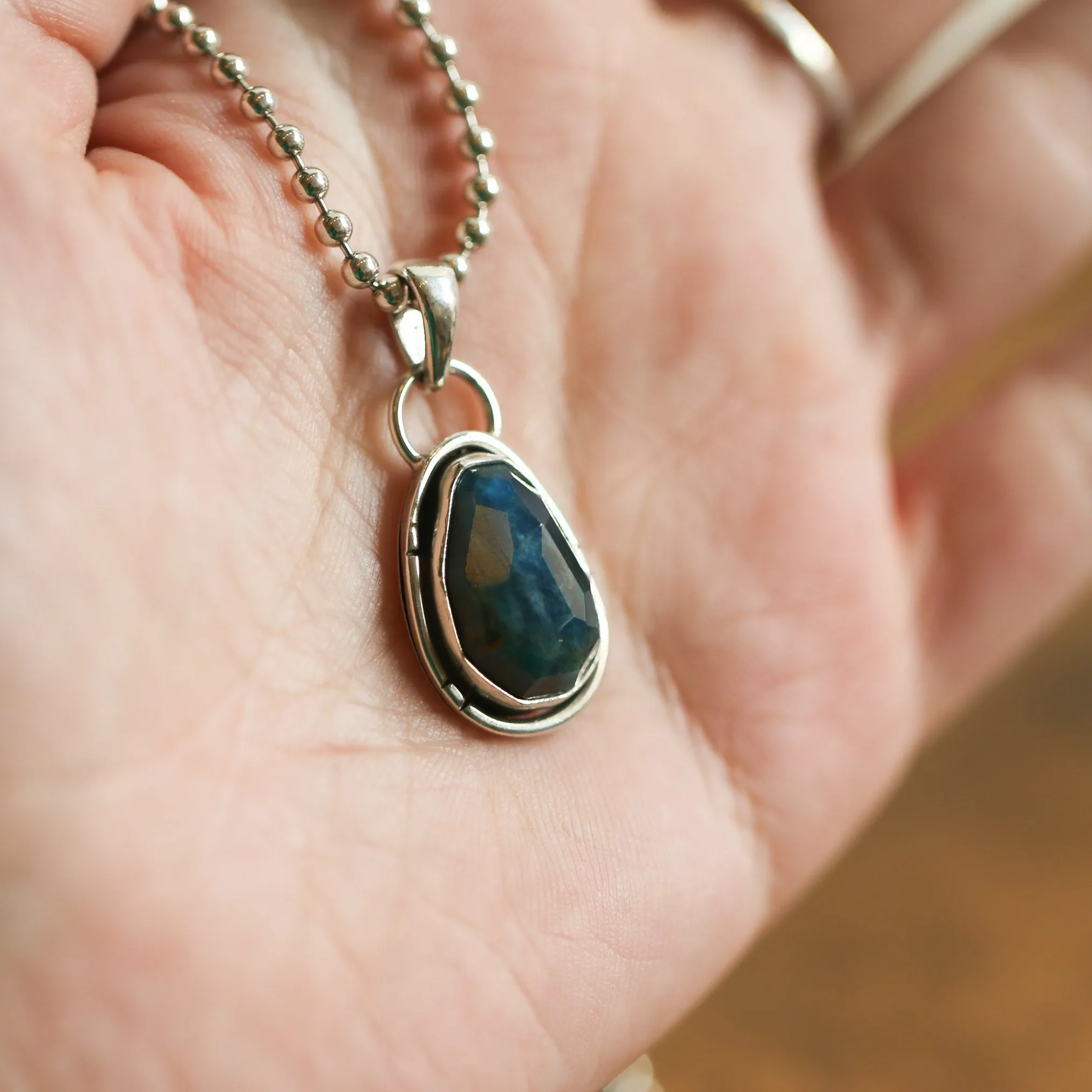 Apatite Heartland Pendant - .925 Sterling Silver - Apatite Necklace - Silversmith Pendant