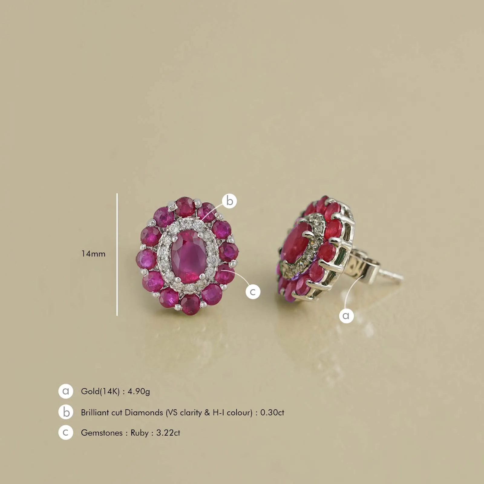 Azure Ruby Ear Studs