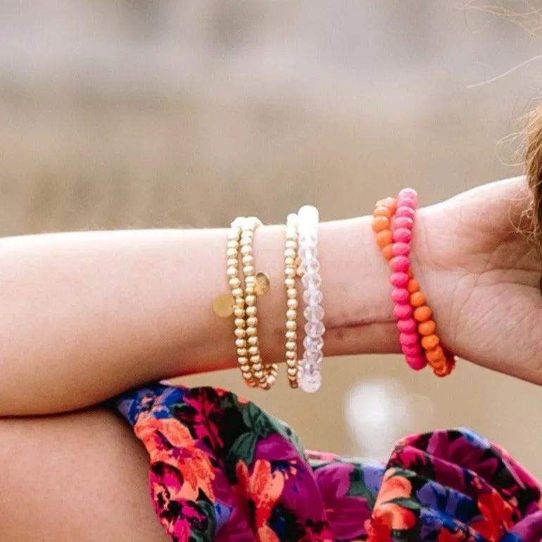 Ballroom Gold Small Beaded Stretch Bracelets