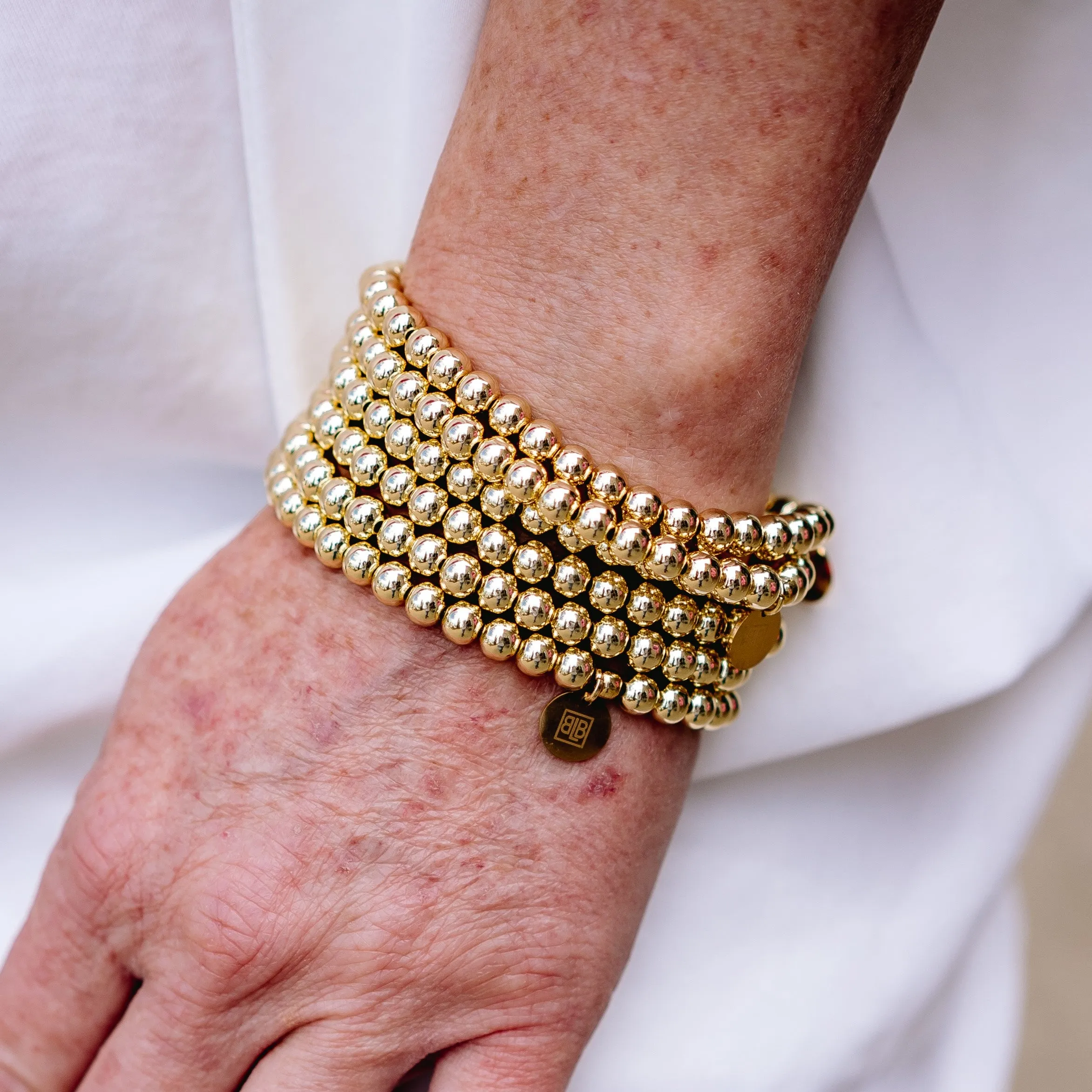 Ballroom Gold Small Beaded Stretch Bracelets