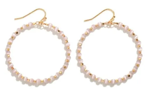 Beaded Hoop Drop Earrings