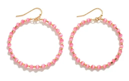 Beaded Hoop Drop Earrings