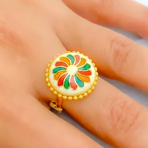 Beautiful Vibrant Flower 22k Gold Ring