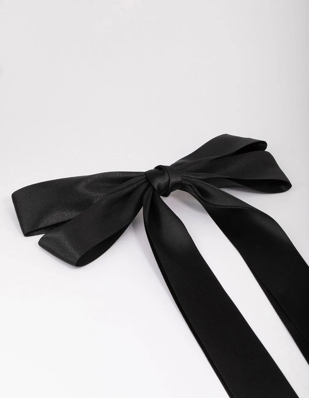 Black Fabric Oversized Ribbon Hair Bow Clip