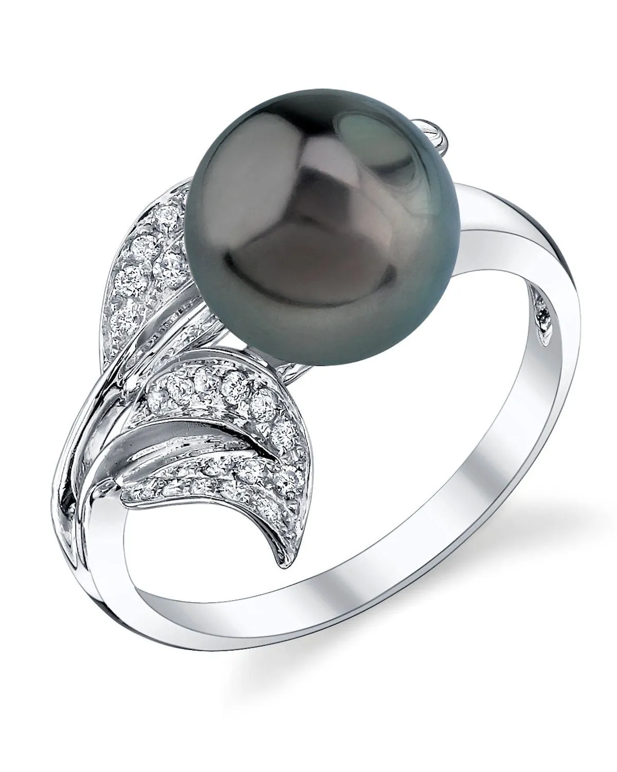 Black Tahitian Pearl & Diamond Hazakura Ring