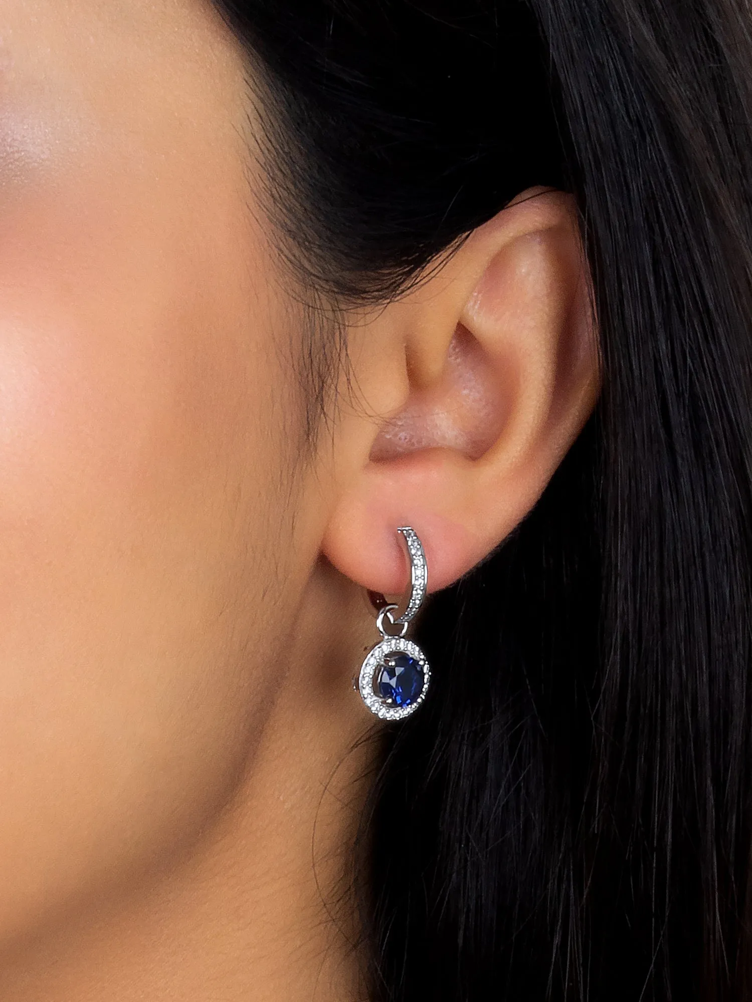 Blue Sapphire Dangling Drop Earrings