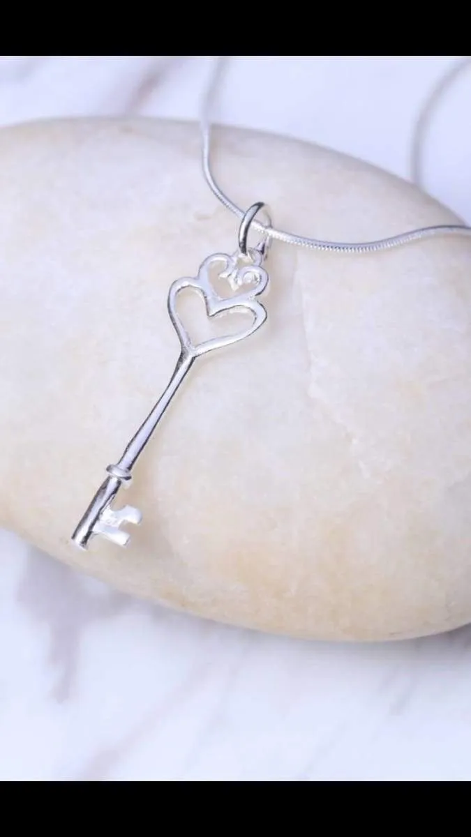 Bohemian Silver key pendant, Silver pendant, 925 silver PSFN