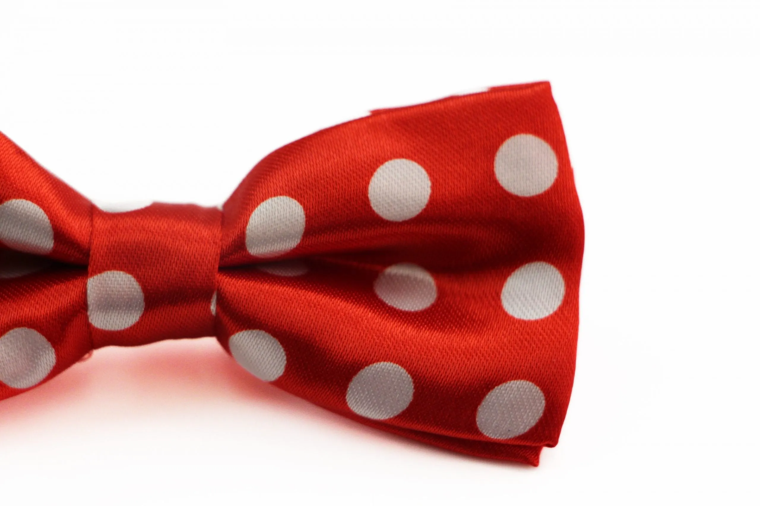 Boys Red With White Large Polka Dots Patterned Bow Tie