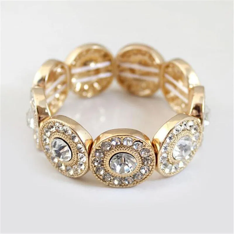 Bracelets Crystal Flowers Elastic Bangles For Women