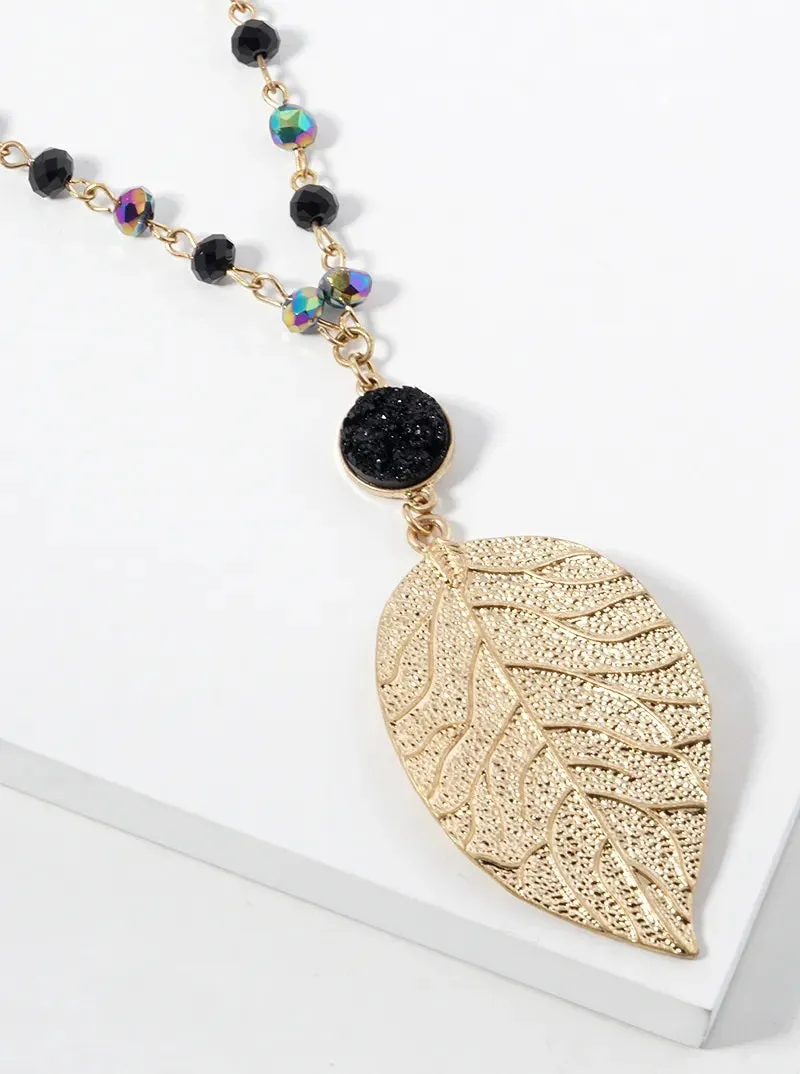 Brass Leaf Pendant Necklace