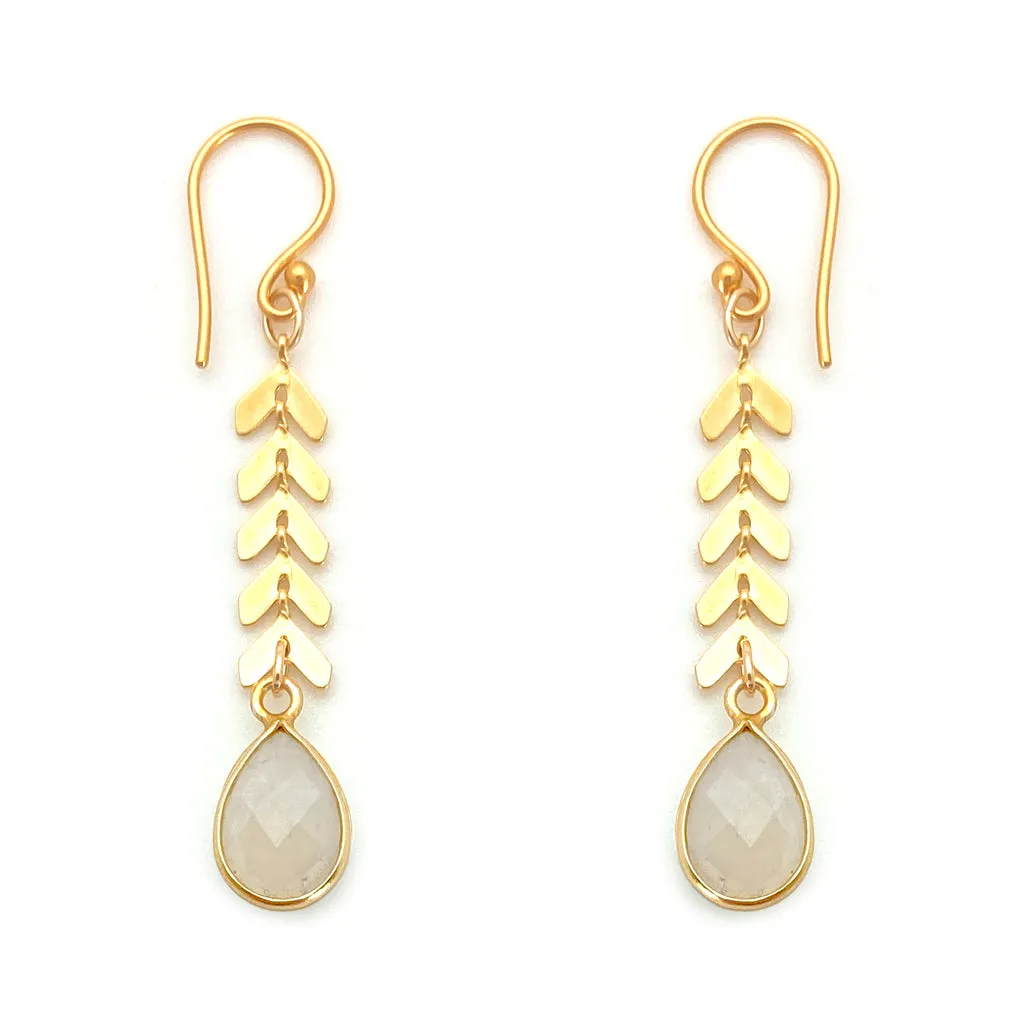 Cascade Drop Earrings - Rainbow Moonstone