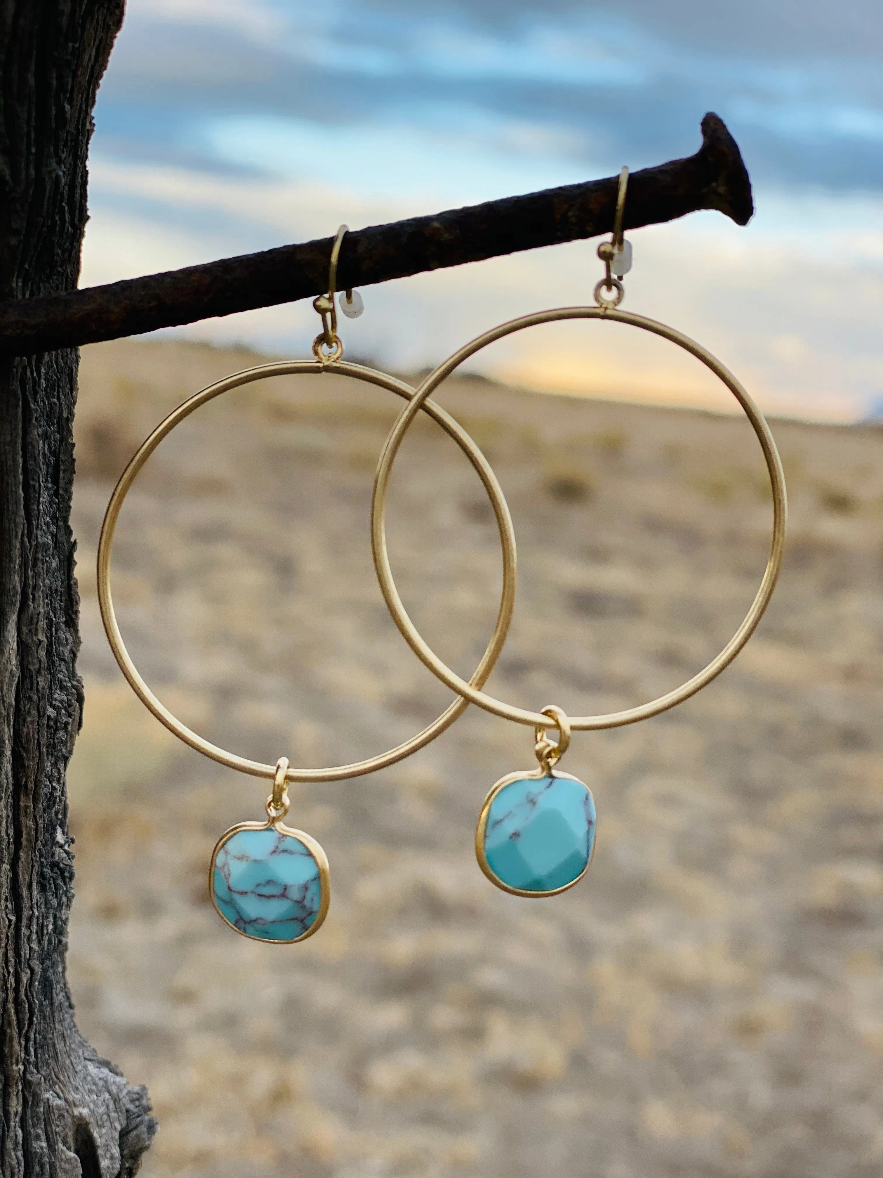 Circle Turquoise Drop Earring