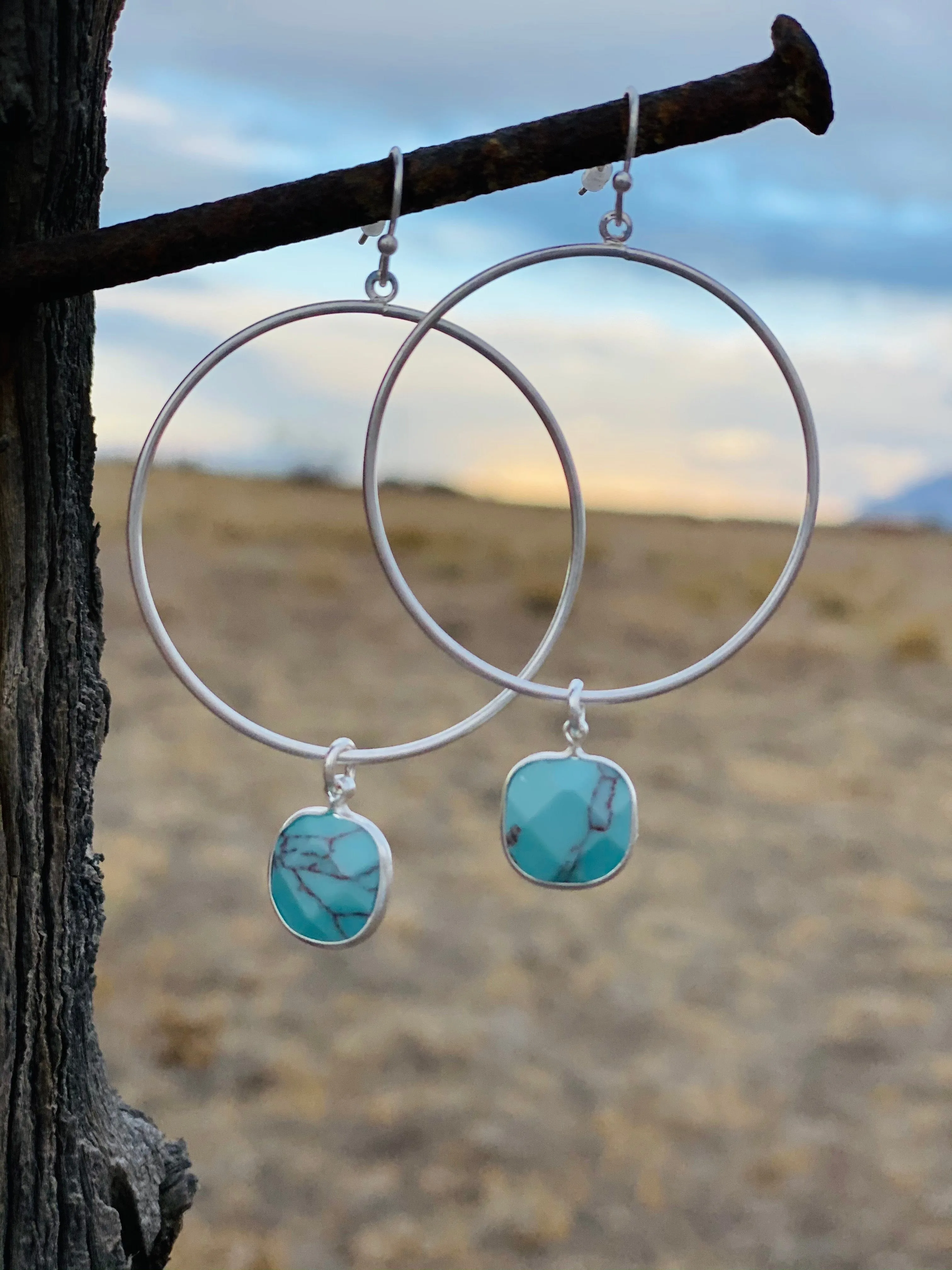 Circle Turquoise Drop Earring