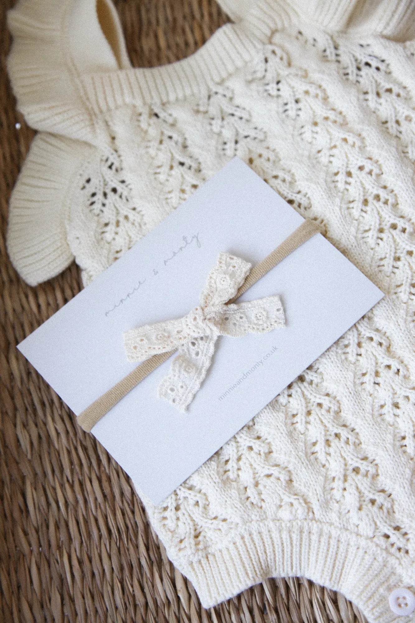 Cream Crochet Lace Bow Headband