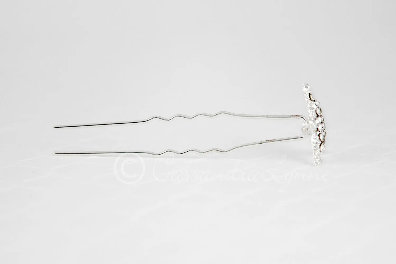 Crystal Starfish Hair Pins Silver