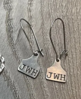 Custom Brand/Initials ear tag Dangle Earrings