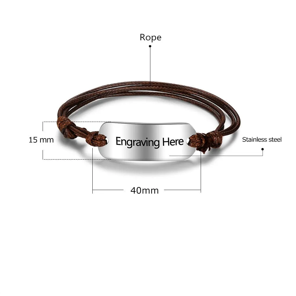 Custom Engrave Name Bar Bracelets For Men