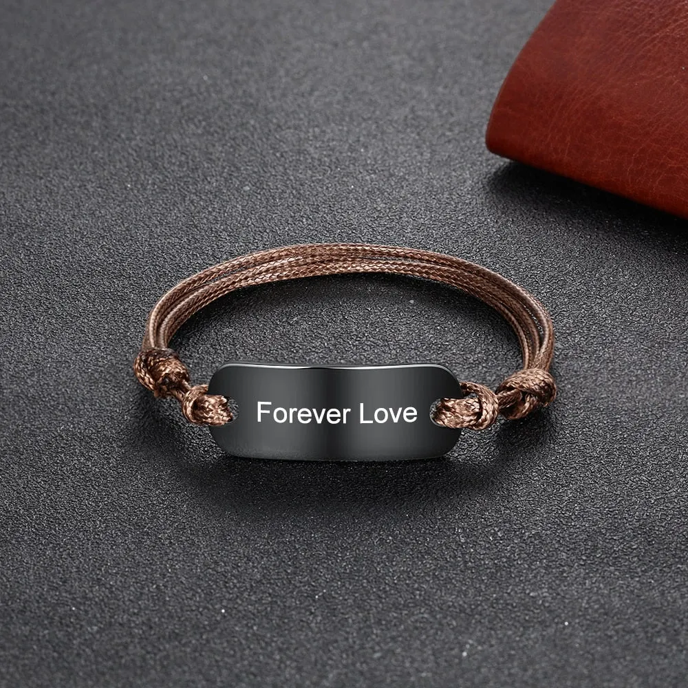 Custom Engrave Name Bar Bracelets For Men