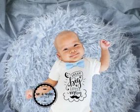 Cute Baby Boy Onesies Dream Big Little Man Saying Outfit with Bow Tie