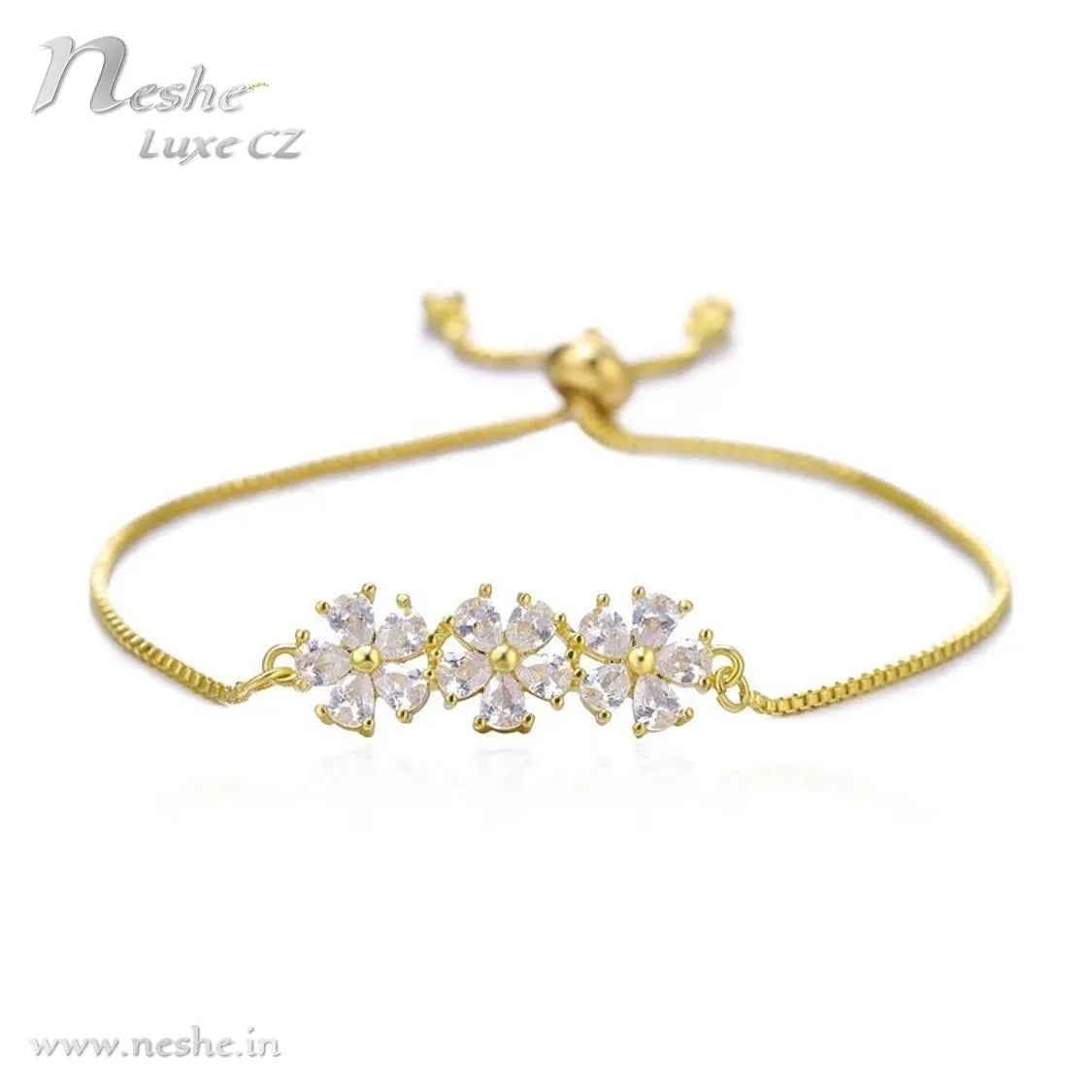 CZ Flower Adjustable Bracelets - 2 colors