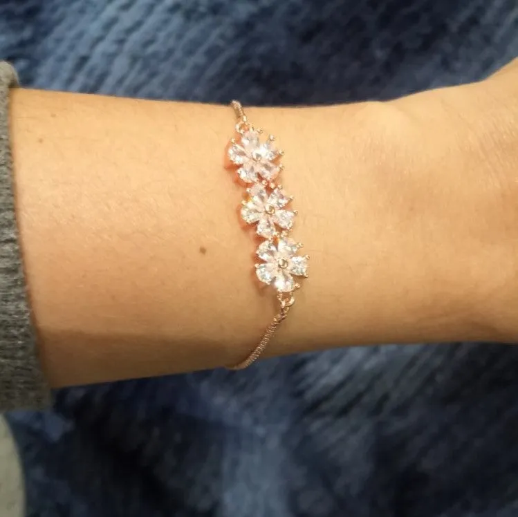 CZ Flower Adjustable Bracelets - 2 colors