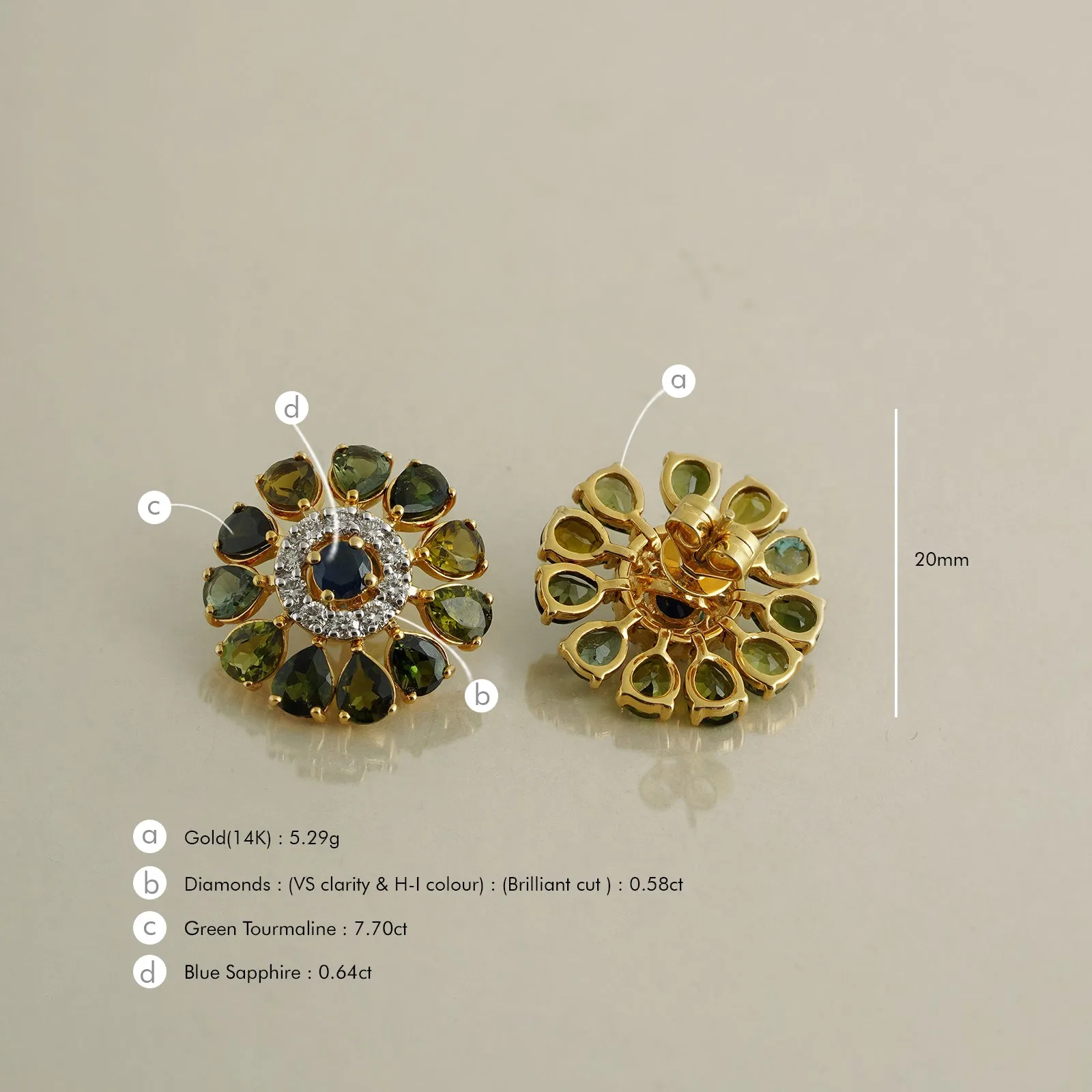 Dahlia Olive Ear Studs