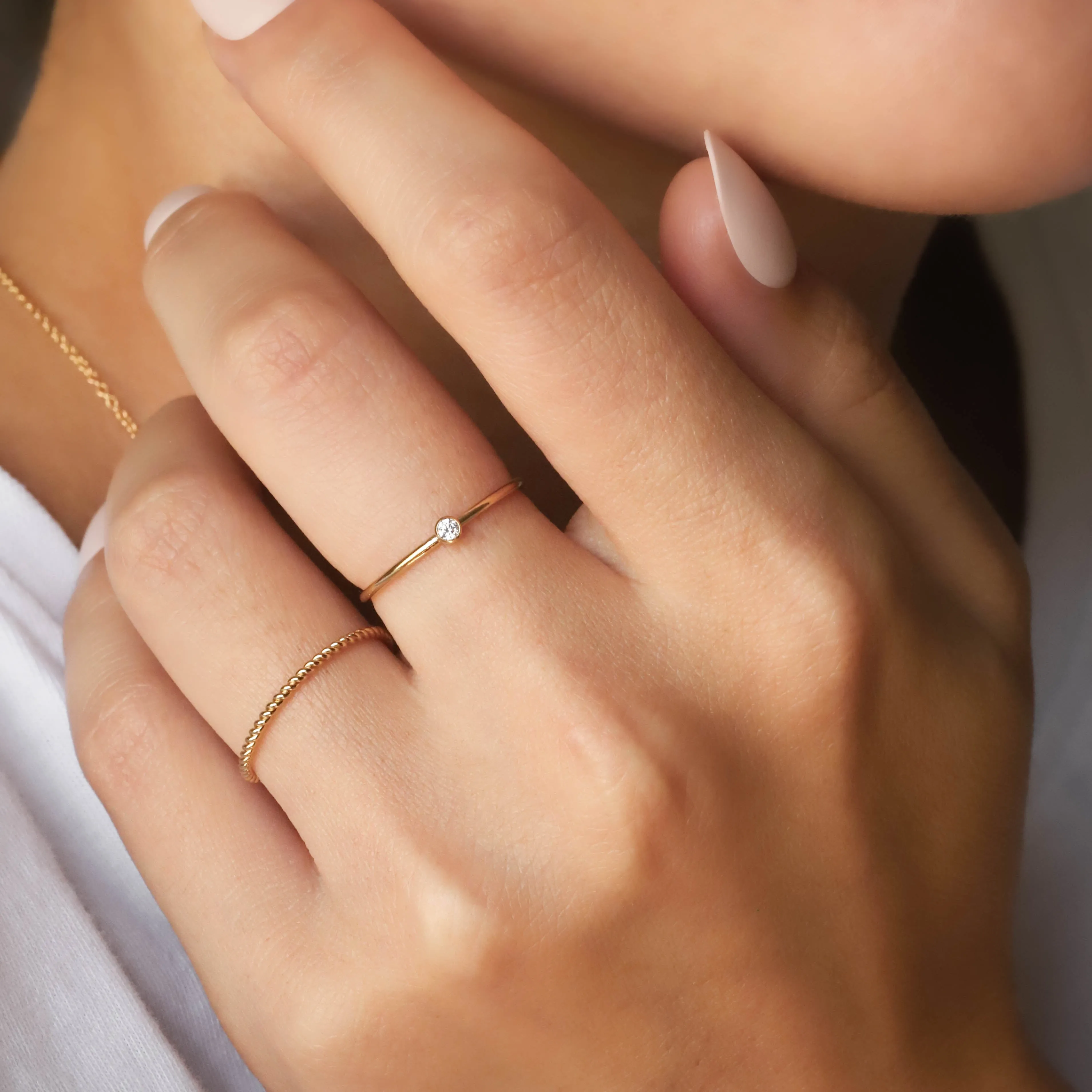 Dainty Solitaire Ring - Gold Filled