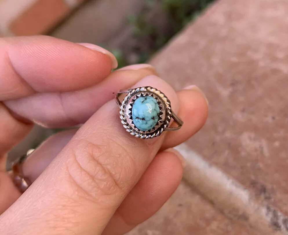 Dainty Turquoise Round Ring