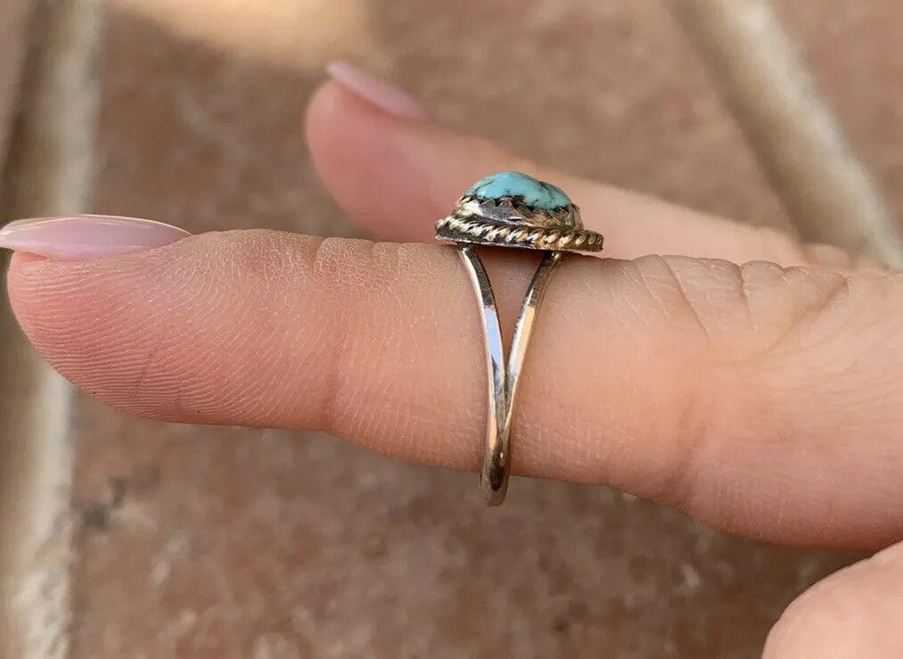 Dainty Turquoise Round Ring