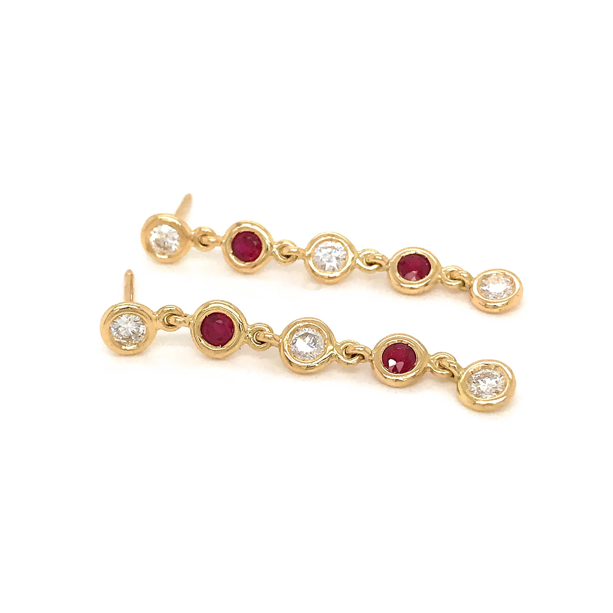 Diamond and Ruby Drop Earrings