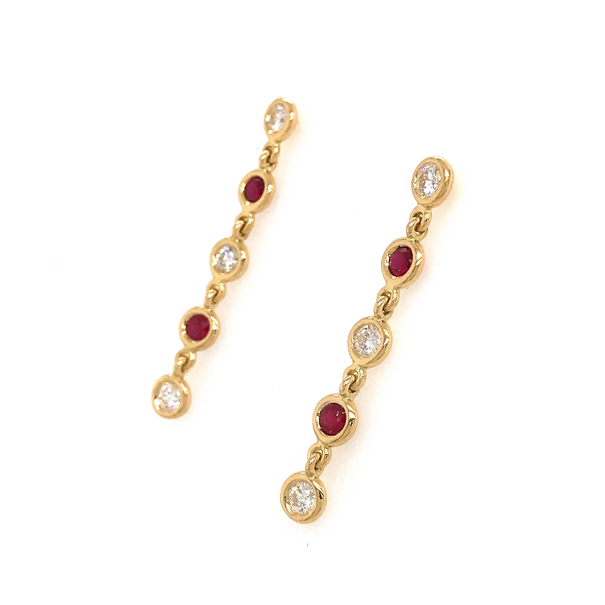 Diamond and Ruby Drop Earrings