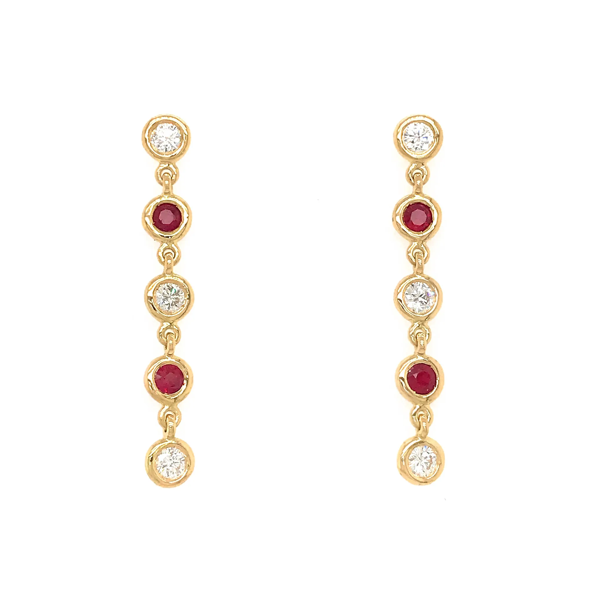 Diamond and Ruby Drop Earrings