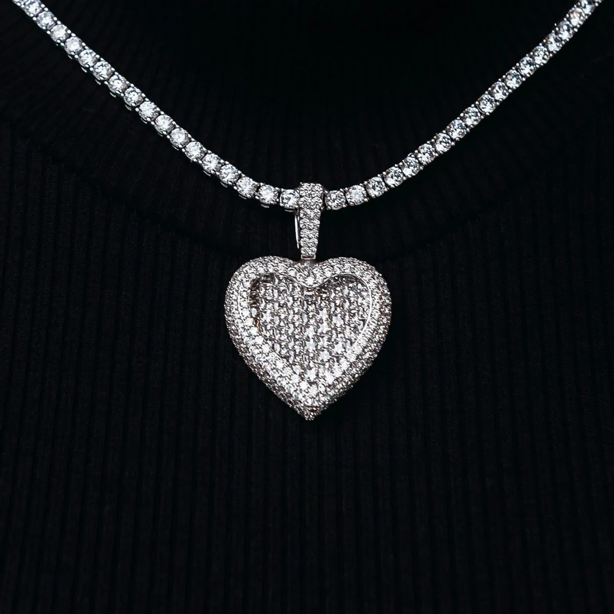 Diamond Baguette Heart Pendant